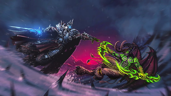 Warcraft, World Of Warcraft, Arthas Menethil, Illidan Stormrage, HD тапет HD wallpaper