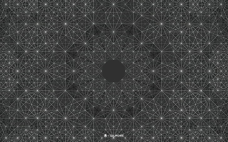 patrón, Andy Gilmore, geometría, monocromo, abstracto, simetría, Fondo de pantalla HD