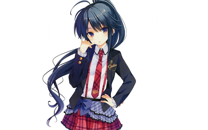 Anime, Anime Girls, dunkles Haar, langes Haar, lila Augen, Schuluniform, HD-Hintergrundbild
