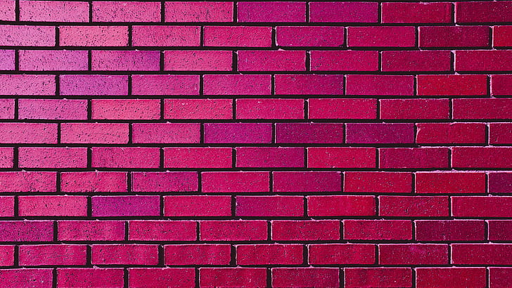 Искусственный, Стена, Кирпич, Розовый, HD обои