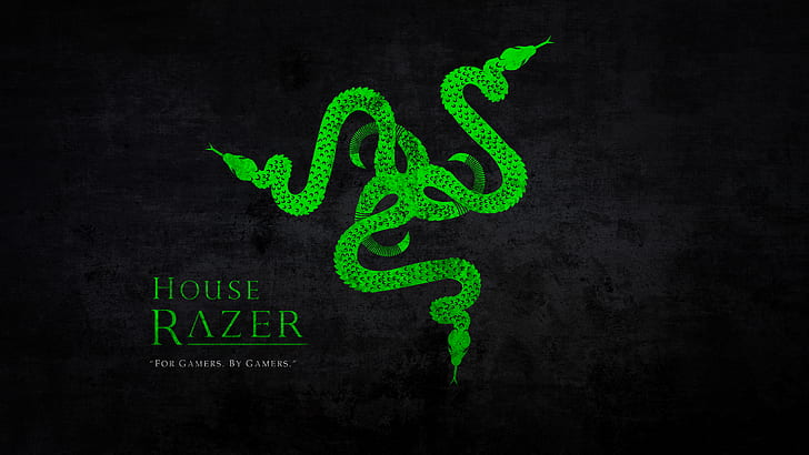 Razer Inc., logo, tipografi, logo, ular, gamer, Razer, hijau, 2K, Wallpaper HD