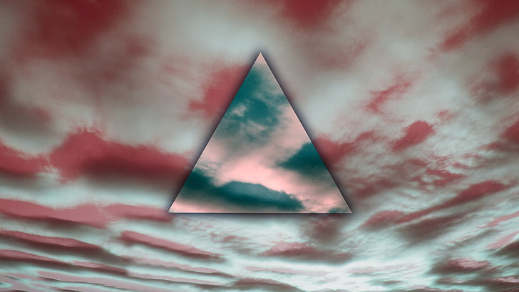 trójkątne logo, niebo, trójkąt, sztuka cyfrowa, Tapety HD