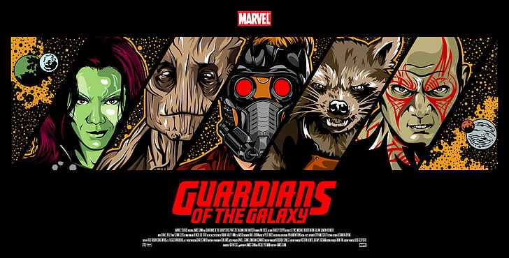 Marvel Guardians of the Galaxy tapet, Rocket, Star-Lord, Guardians of the Galaxy, Gamora, Groot, Drax, HD tapet