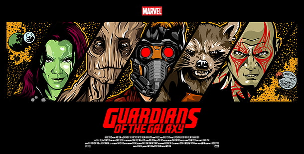 Fond d'écran Merveilleux Gardiens de la Galaxie, Rocket, Star-Lord, Les Gardiens de la Galaxie, Gamora, Groot, Drax, Fond d'écran HD HD wallpaper