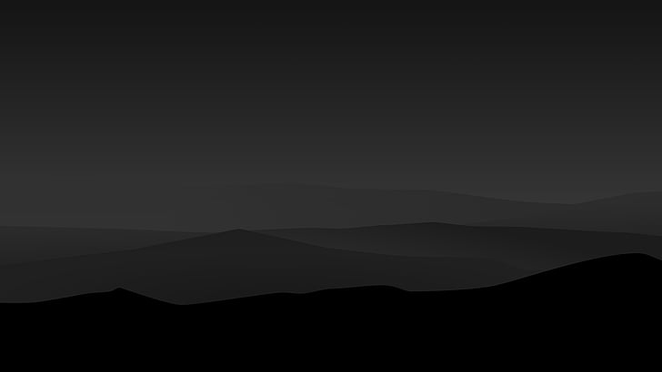 Malam, Gunung, Lanskap, Gelap, Minimal, 4K, 8K, Wallpaper HD