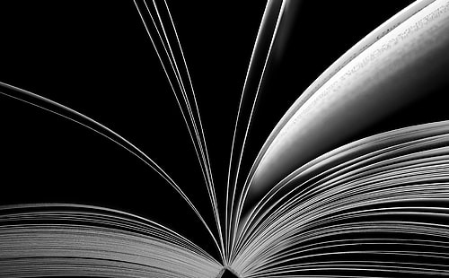 And Read All Over, gray line wallpaper, Black and White, Dark, Abstract, White, Black, Minimalist, Macro, Shadows, Book, Closeup, Reading, Monochrome, Spine, pages, blackandwhite, literature, lowkey, negativespace, onelight, photochallenge, tabletop, HD wallpaper HD wallpaper