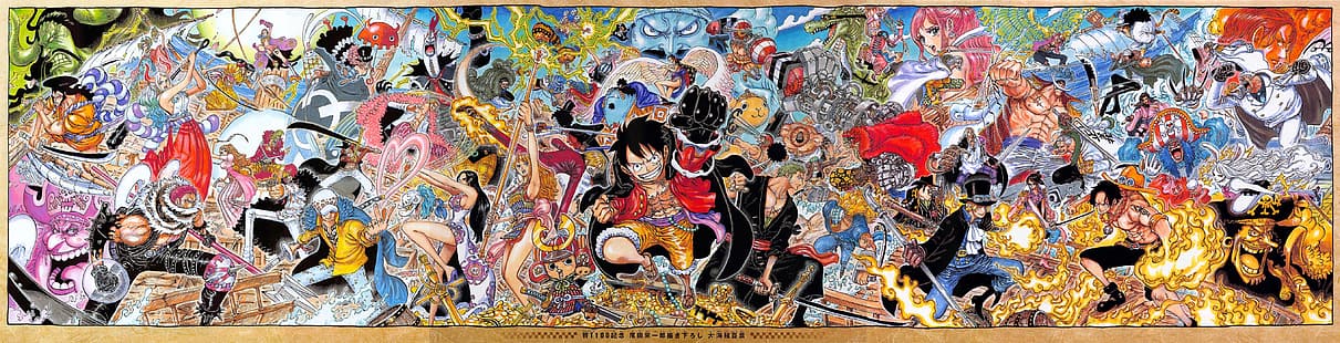  One Piece, manga, Monkey D. Luffy, Roronoa Zoro, Sanji, Nami, HD wallpaper HD wallpaper