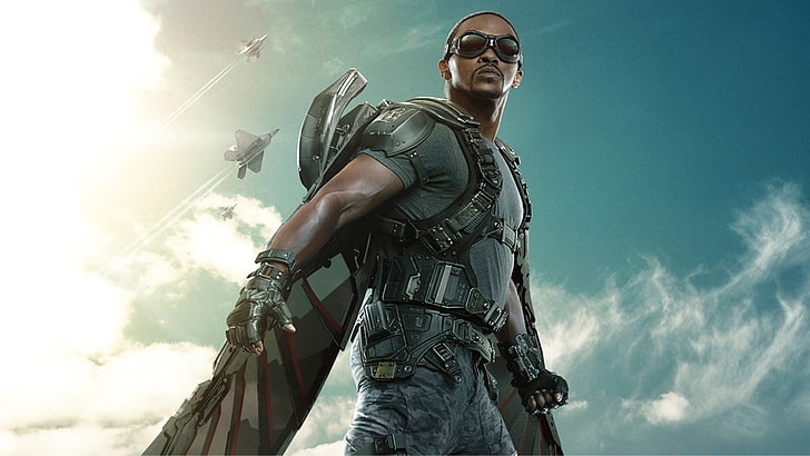 Wallpaper digital Marvel Falcon, Captain America: The Winter Soldier, Falcon, Anthony Mackie, Wallpaper HD