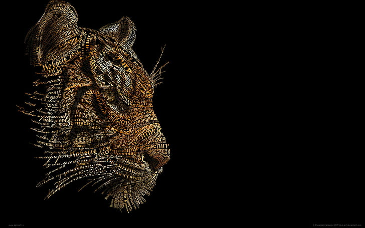 animales, retrato, tigres, tipográfico, tipografía, Fondo de pantalla HD