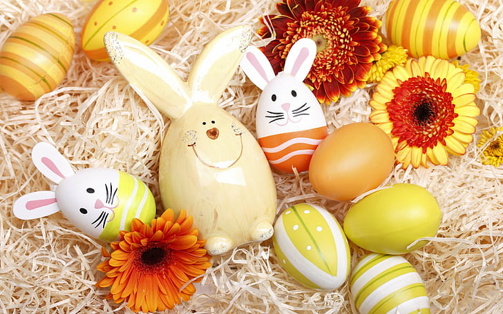 Pascua, decoración, primavera, primavera, flores, feliz, decoración, Pascua, huevos, huevos de Pascua, Fondo de pantalla HD