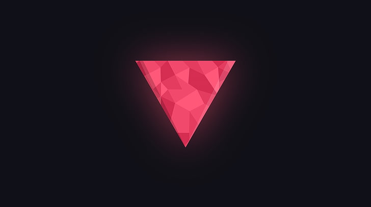 Geometric triangle - Pink, pink pyramid, Aero, Vector Art, edothekid, patterns, black, pink, flat, simple, triangle, shapes, dark, diamond, crystal, geometric, HD wallpaper