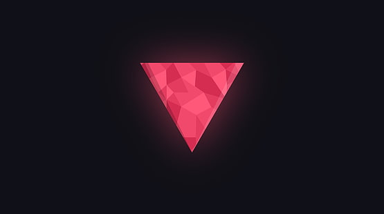 Геометрический треугольник - розовый, розовая пирамида, Aero, Vector Art, edothekid, узоры, черный, розовый, плоский, простой, треугольник, фигуры, темный, алмаз, кристалл, геометрический, HD обои HD wallpaper