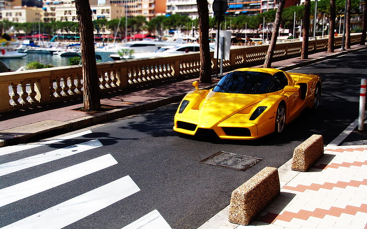 Ferrari Enzo HD ، سيارة فاخرة صفراء ، سيارات ، فيراري ، إنزو، خلفية HD