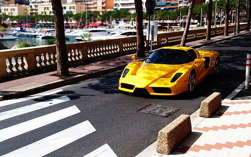 フェラーリエンツォHD、黄色の高級車、車、フェラーリ、エンツォ、 HDデスクトップの壁紙 HD wallpaper