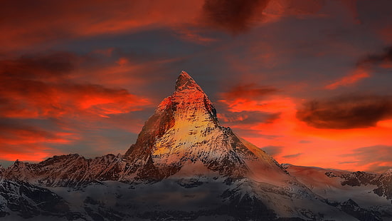 Планини, Швейцария, Алпи, Матерхорн, 5K, HD тапет HD wallpaper