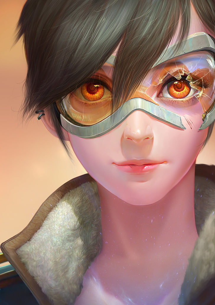 Overwatch Tracer illustration, Overwatch, Tracer (Overwatch), portrait display, JOO YANN ANG, HD wallpaper
