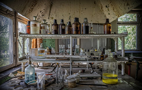 bakgrund, laboratorium, kemikalier, HD tapet HD wallpaper