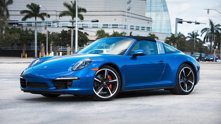 Porsche 911 Targa 4S blue supercar side view, blue porsche boxster, Porsche, 911, Targa, 4S, Blue, Supercar, Side, View, HD wallpaper