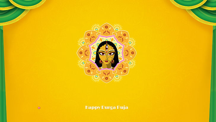 ilustrasi foto wanita berambut hitam panjang, Durga Puja, Navaratri, festival India, HD, Wallpaper HD