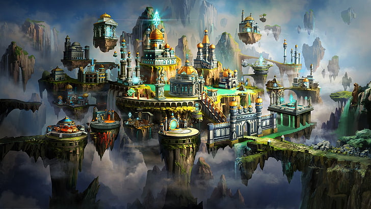 Kunstwerk, Stadt, Fantasie Kunst, Macht und Magie Heroes VII, HD-Hintergrundbild
