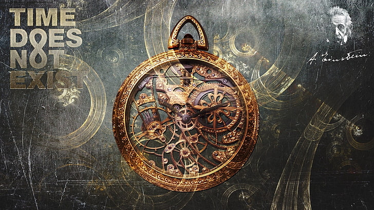 Time Does Not Exist วอลเปเปอร์ดิจิทัลอาร์ตเวิร์คศิลปะแฟนตาซีเวลานาฬิกานาฬิกานาฬิกาพกอัลเบิร์ตไอน์สไตน์, วอลล์เปเปอร์ HD