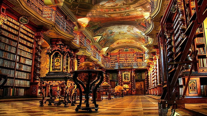 Arquitectura, edificio, República Checa, Klementinum, biblioteca, Praga, Fondo de pantalla HD