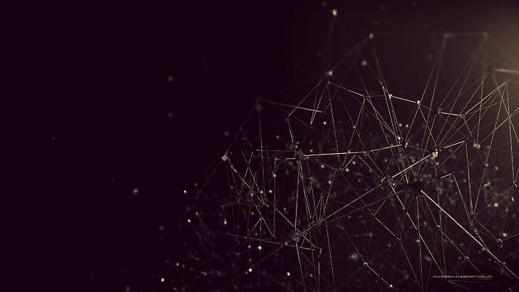 white constellation wallpaper, lines, geometry, Lacza, monochrome, wires, digital art, abstract, HD wallpaper