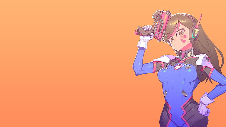 braunhaarige weibliche Anime-Figur, Overwatch, D.Va (Overwatch), HD-Hintergrundbild