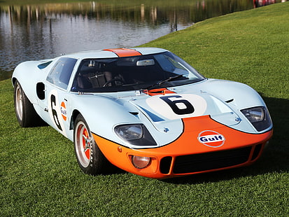 1968, classic, ford, gt40, gulf oil, le mans, race, racing, supercar, HD wallpaper HD wallpaper