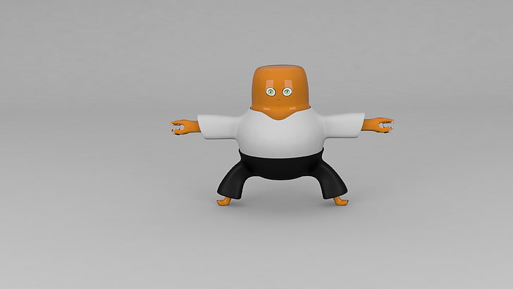 jouet en plastique blanc, orange et noir, 3D, Fond d'écran HD