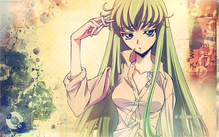 yellow haired anime character illustration, Code Geass, C.C., HD wallpaper