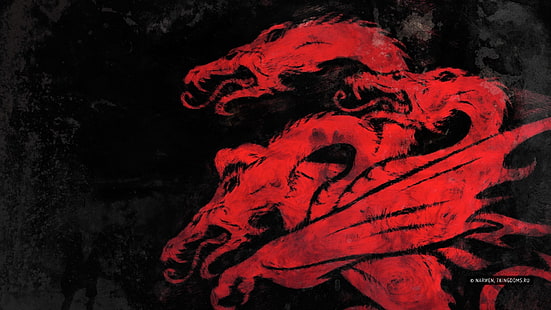 red hydra illustration, Game of Thrones, drake, House Targaryen, fantasy art, A Song of Ice and Fire, HD tapet HD wallpaper