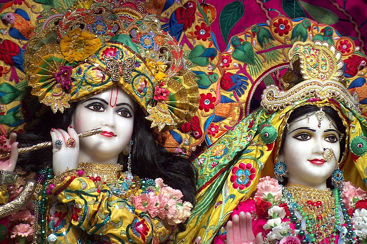 Radha dan Krishna yang indah, patung Krishna, Tuhan, Tuhan Krishna, Wallpaper HD