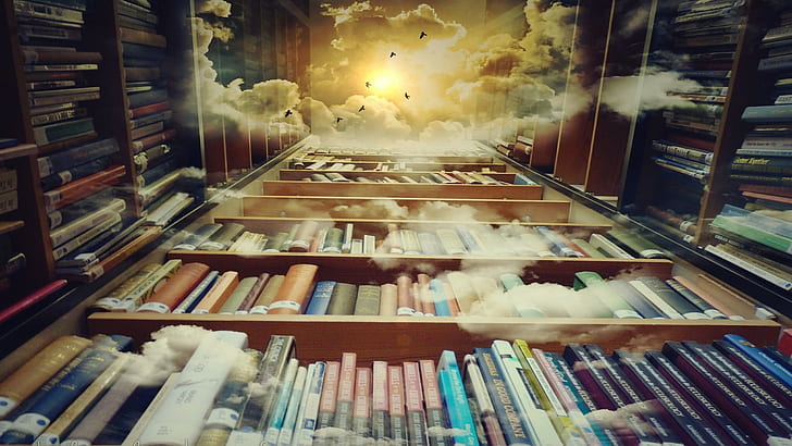 books, sky, brain, studying, clouds, culture, HD wallpaper