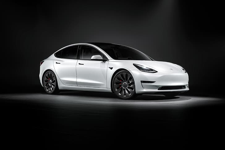 Tesla Model 3, Тесла, электромобиль, автомобиль, HD обои