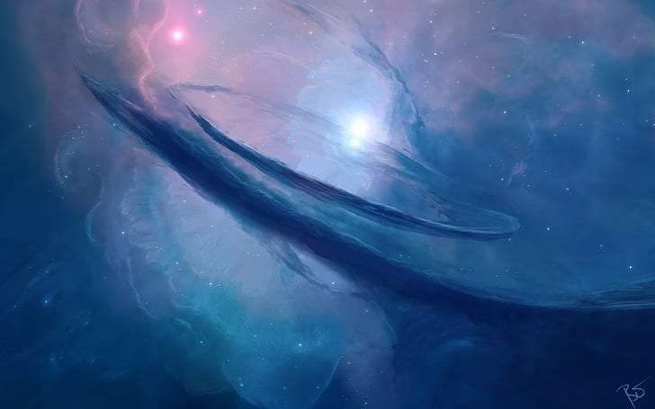 JoeyJazz, azul, espaço, nebulosa, arte espacial, HD papel de parede