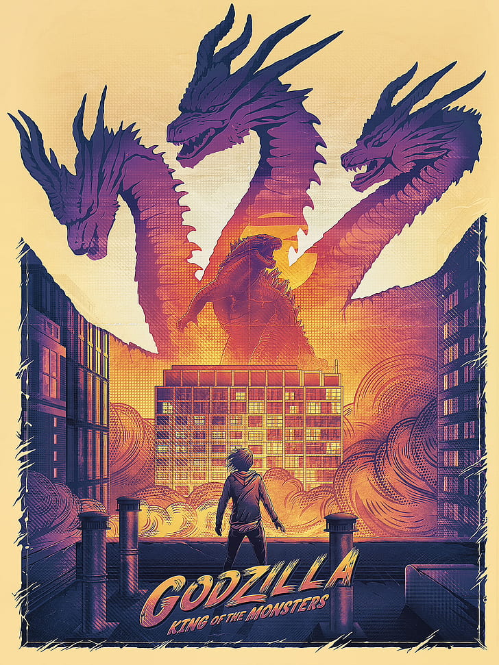 Godzilla, arte, kaiju, arte dos fãs, filmes, HD papel de parede, papel de parede de celular