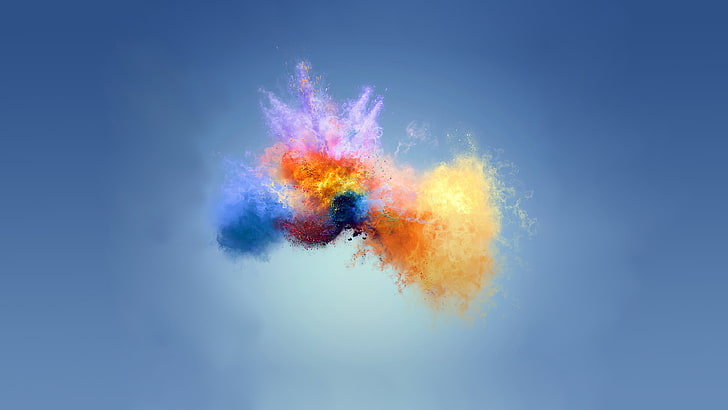 papel pintado en polvo de colores variados, fondo abstracto, colorido, azul, Fondo de pantalla HD
