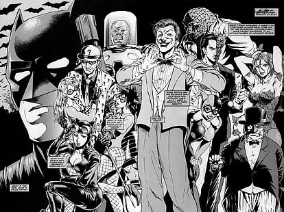 Batman, Kobieta-Kot, Harley Quinn, Joker, Mr Freeze (DC Comics), Penguin (DC Comics), Poison Ivy, Riddler, Two-Face, Tapety HD HD wallpaper