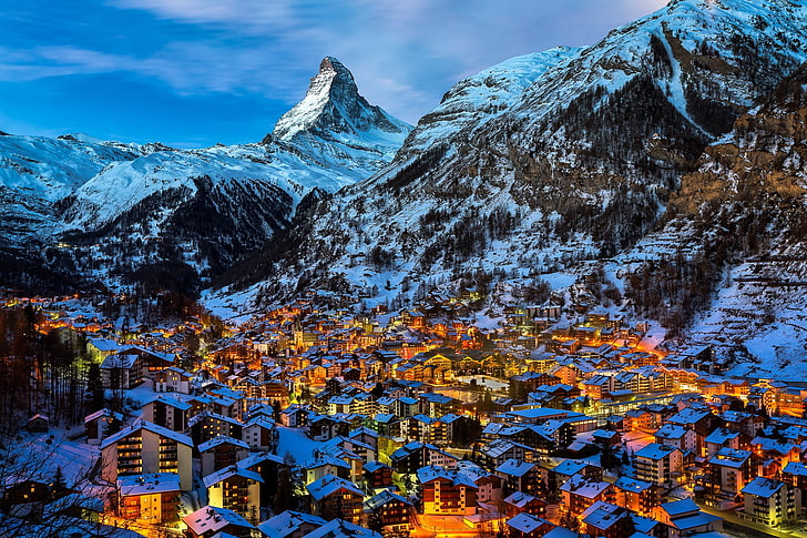 Matterhorn, Alps, snow, Zermatt, HD wallpaper