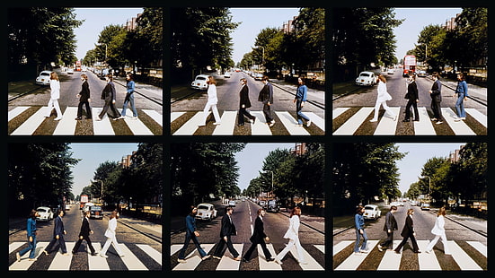 Die Beatles, Abbey Road, Band, Walk, Gruppe von Menschen, die durch eine Fußgängerzone gehen, die Beatles, Abbey Road, Band, Walk, HD-Hintergrundbild HD wallpaper