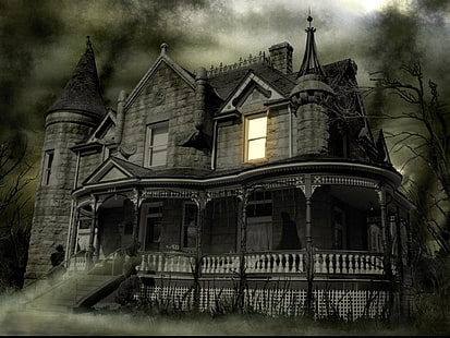 Dark, Haunted, Artistic, Halloween, Haunted House, Holiday, Spooky, HD tapet HD wallpaper