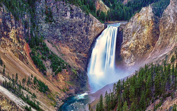 waterfalls, waterfall, mountain, beautiful, HD wallpaper