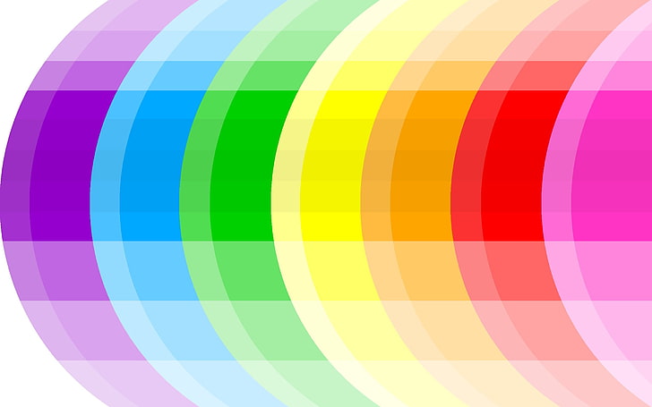 yellow, green, blue, and red rainbow, abstract, colorful, minimalism, digital art, HD wallpaper