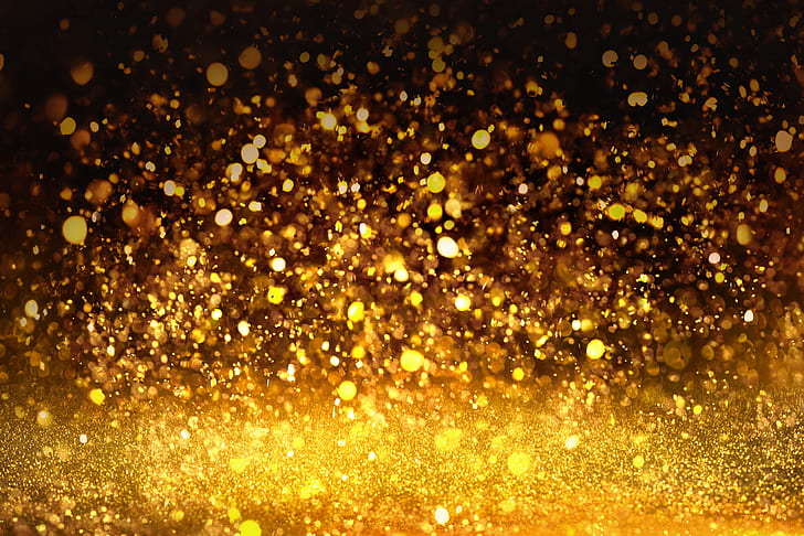 latar belakang, payet, emas, emas, tekstur, bokeh, bersinar, glitter, Wallpaper HD