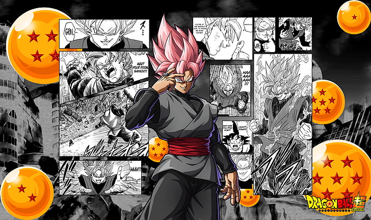 Dragon Ball, Dragon Ball Super, Goku Preto, Super Saiyan Rosé, coloração seletiva, manga, HD papel de parede