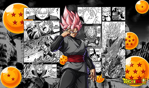 Dragon Ball, Dragon Ball Super, Black Goku, Super Saiyan Rosé, selective coloring, manga, HD wallpaper HD wallpaper