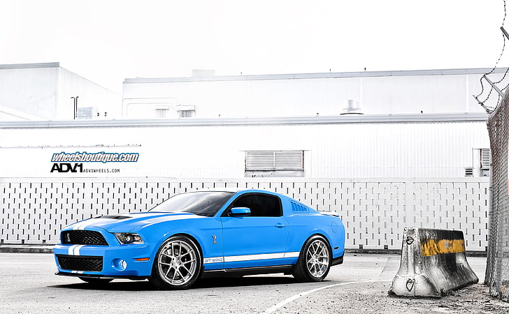 ADV.1 Ford Mustang Shelby Cobra GT 500, blue Ford Mustang GT500 Fastback coupe, Cars, Ford, Blue, Mustang, Shelby, Cobra, GT500, car, ford mustang, ford gt500, shelby gt500, adv.1, HD wallpaper