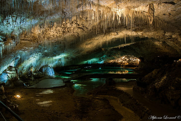 cave, entrance, grotto, land, sous, stalagmites, terre, HD wallpaper
