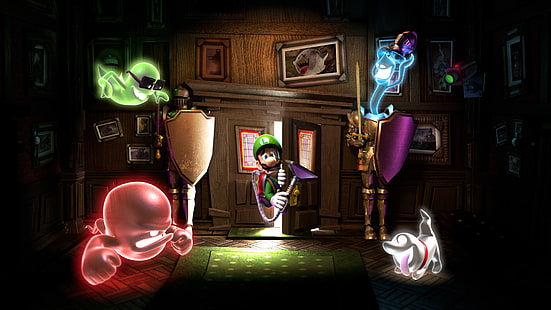 Mario Ghosts Luigi HD, luigi's mansion graphic art, video games, mario, luigi, ghosts, HD wallpaper HD wallpaper